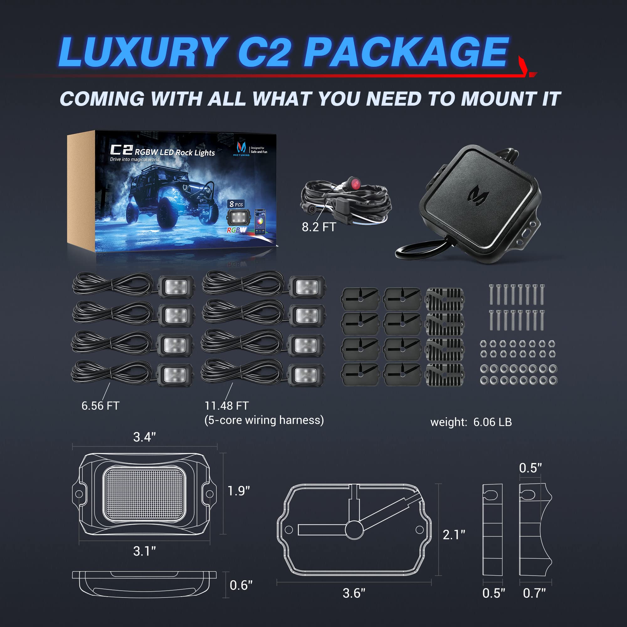 MICTUNING C2 underglow kit accessories for installation