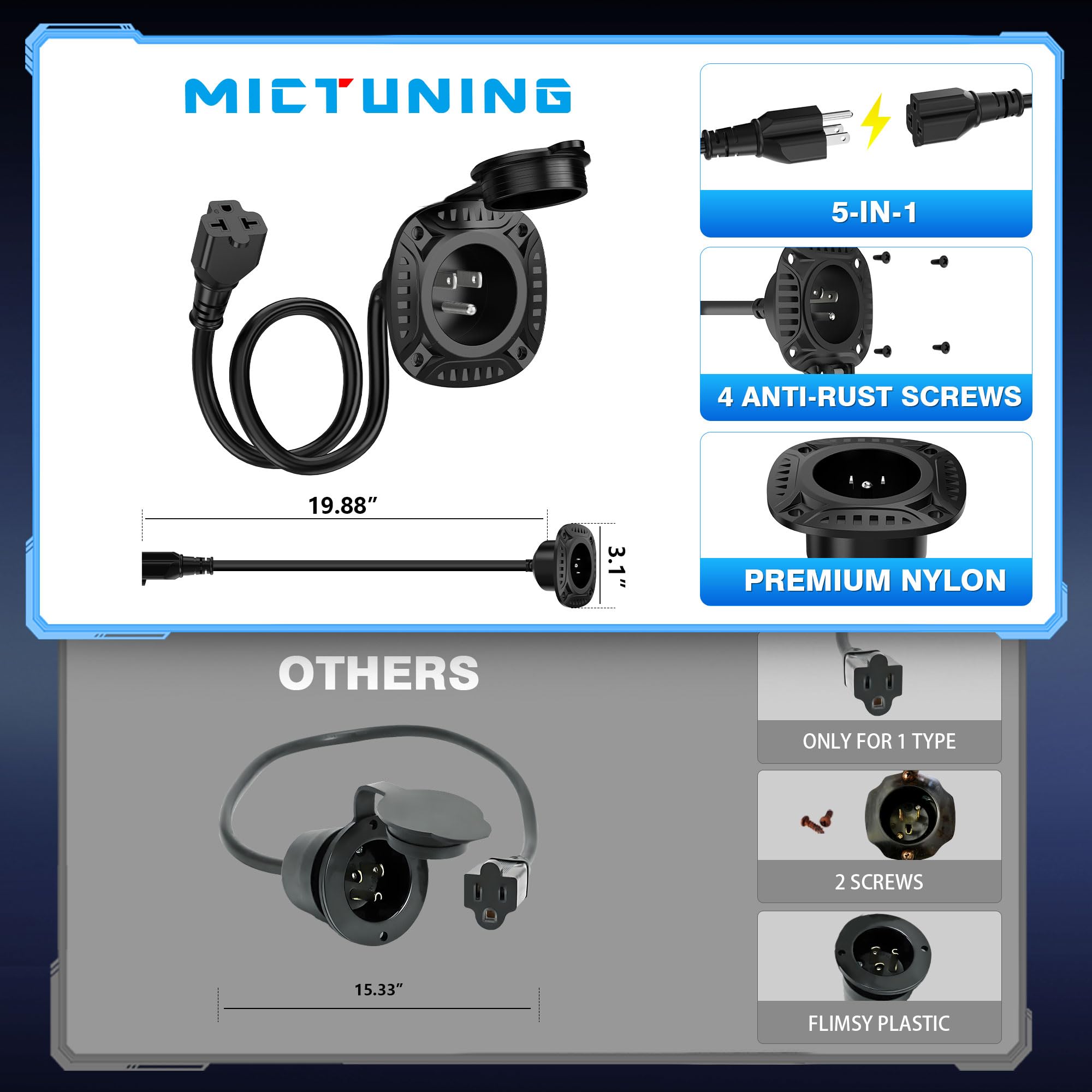 MICTUNING installation kit delivers a clean OEM-style finish.