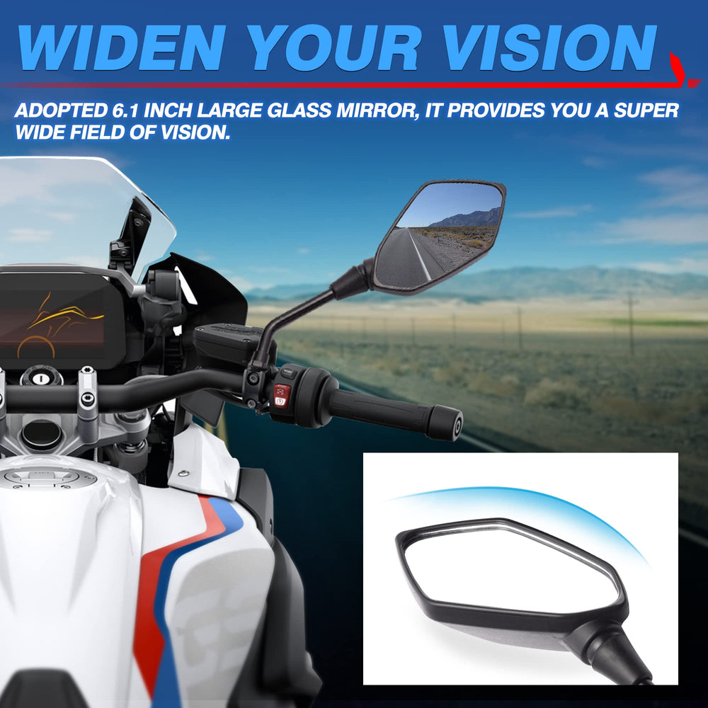 MICTUNING Hawk-eye mirror assembly shows 360-degree adjustability for precise angles.