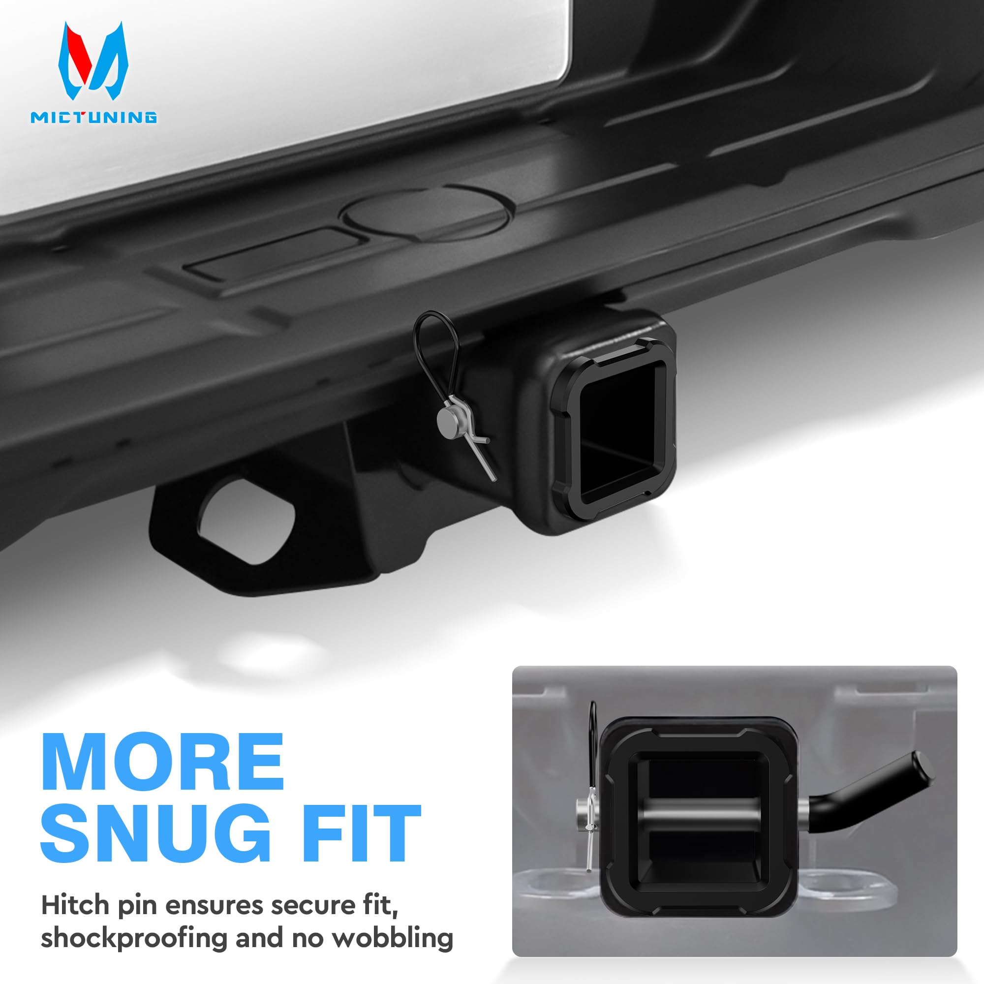 MICTUNING hitch pin clip with rubber coating reduces finger strain.