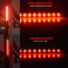 MICTUNING 11-LED red bar serves as universal marker and turn signal.