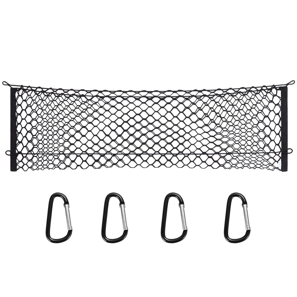 MICTUNING truck bed cargo net folds flat for compact storage when not in use.