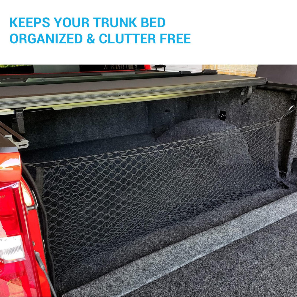 MICTUNING truck bed cargo net universal fit for Chevy Silverado and Ford F-Series.