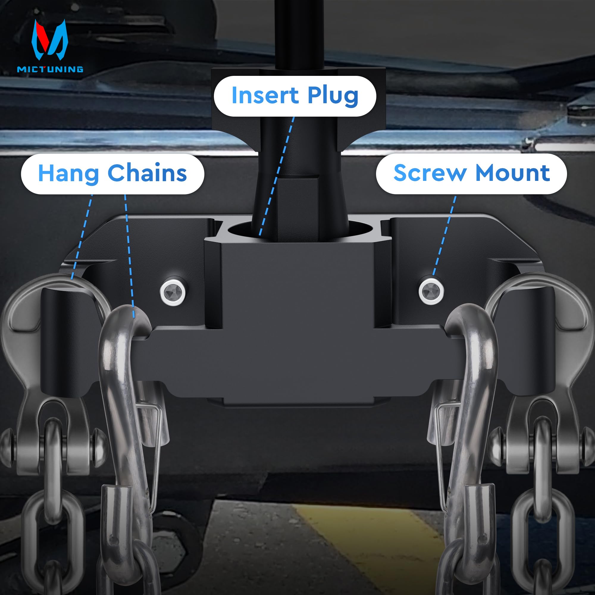 MICTUNING wider side hooks provide extra space for large safety chains