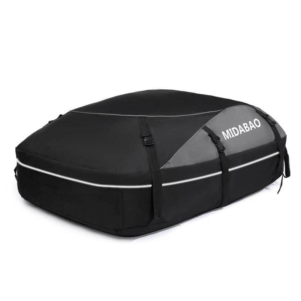 MIDABAO 20-cubic-foot roof bag overview on car, expanding cargo capacity.