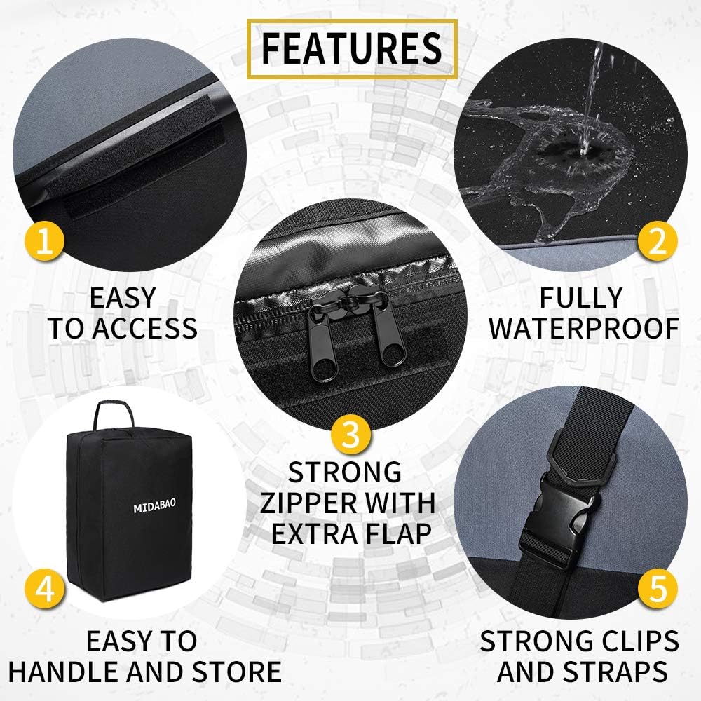 Storage bag in use with car roof bag during packing.
