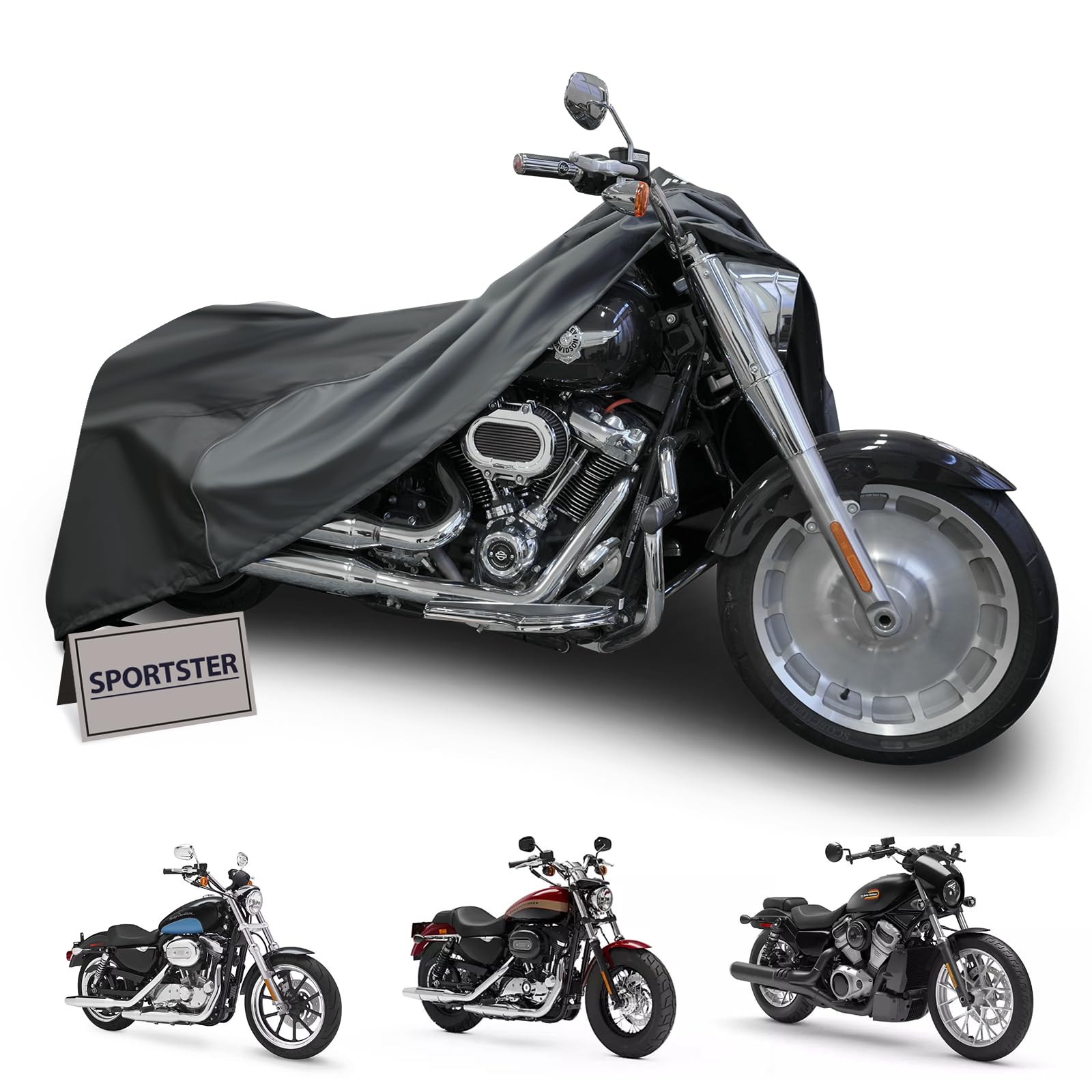 Mieapond motorcycle cover provides full coverage for Harley Sportster models, protecting against rain and dust.