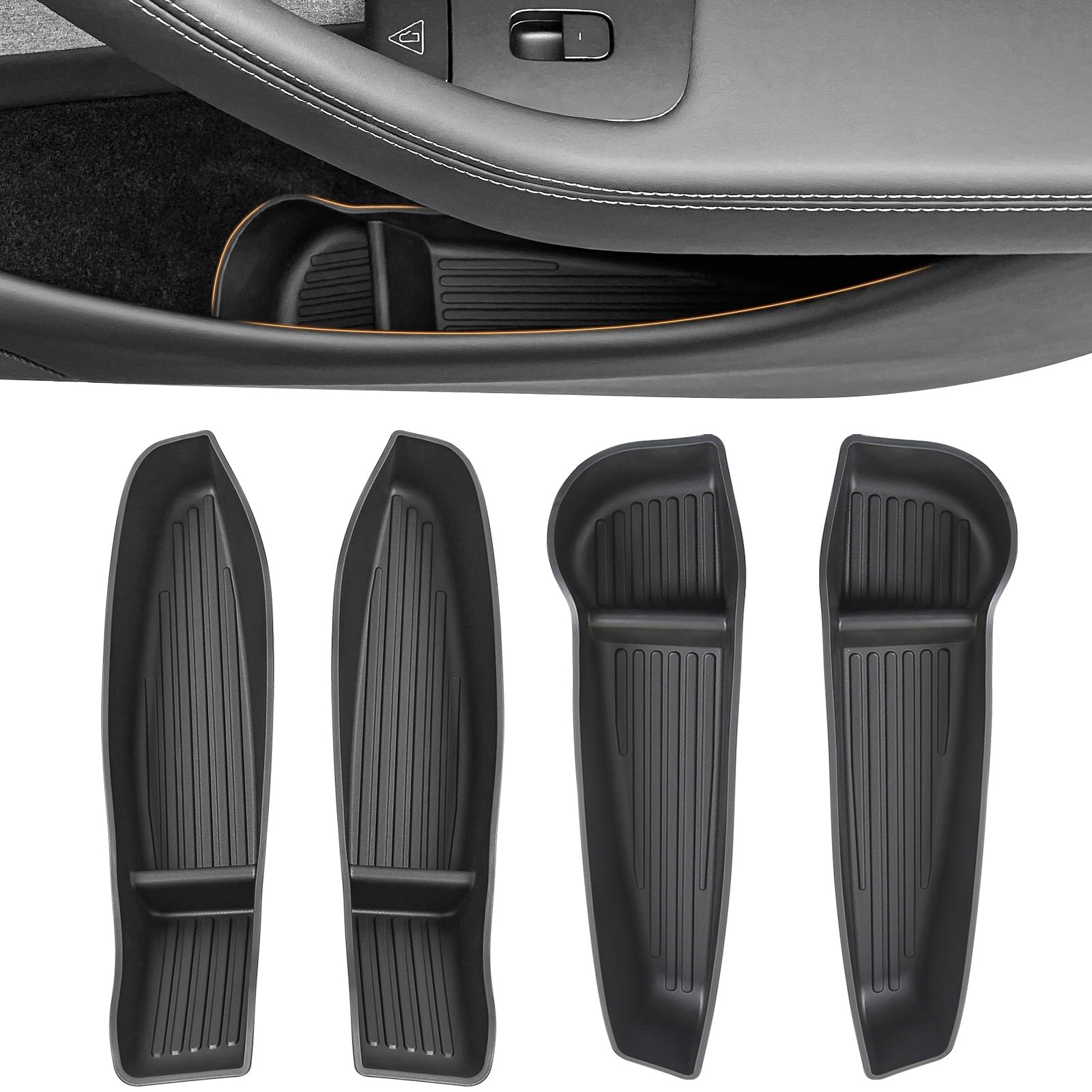 MIEF ROD front door-side tray fitted in Tesla Model Y Juniper protects pocket area
