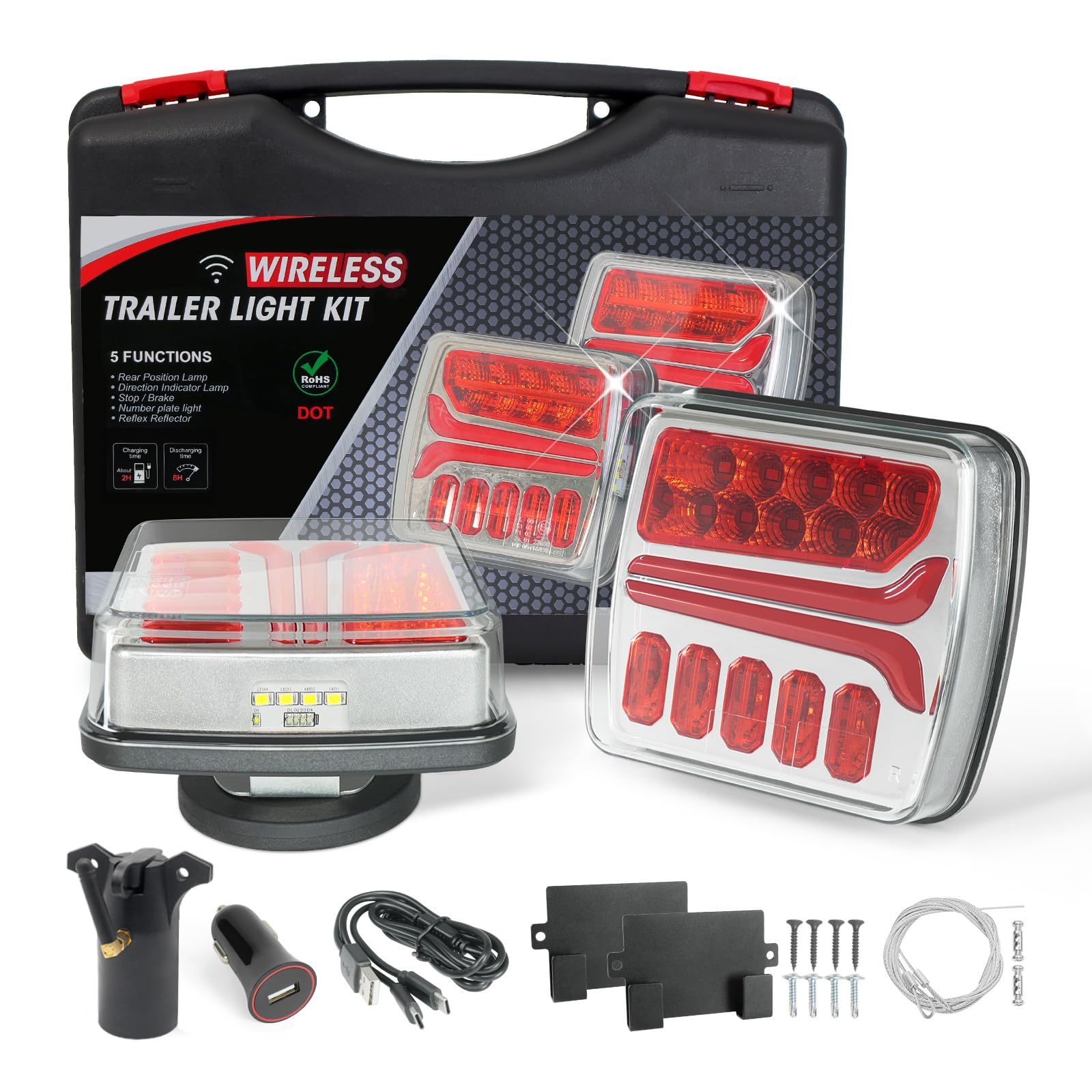 MIEFL wireless trailer lights kit with magnetic base for fast installation