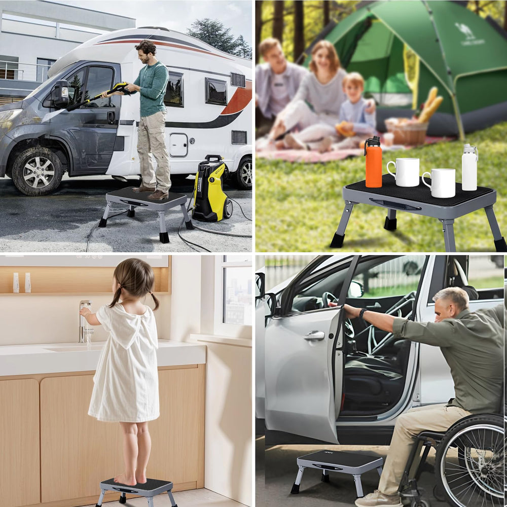 Mifami RV step stool with locking buttons for double safety.