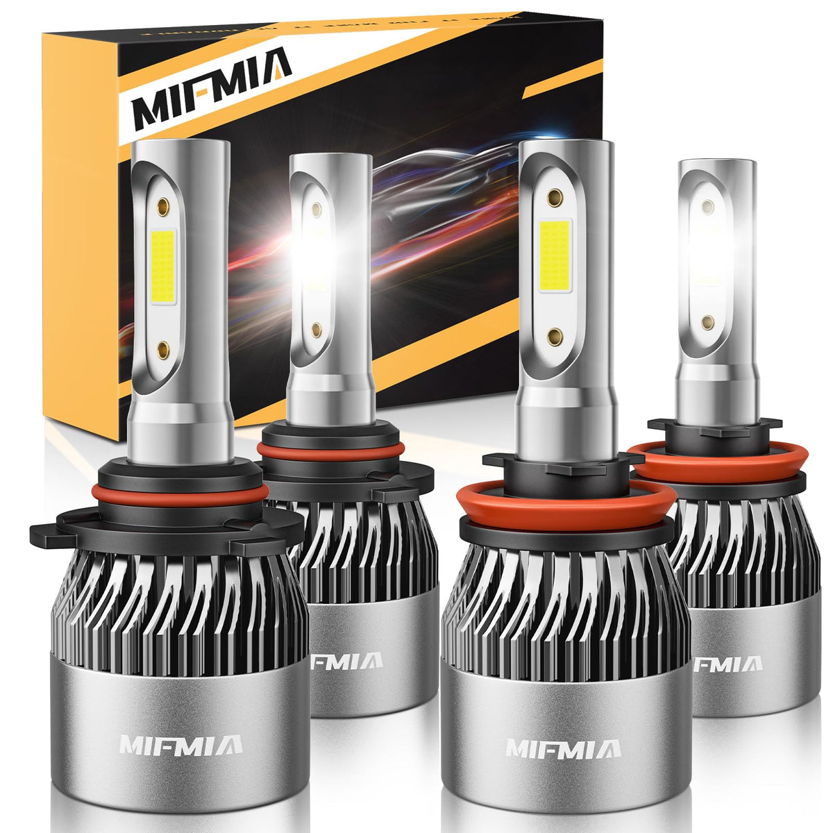 MIFMIA H11 bulbs combo front view for clearer night visibility.