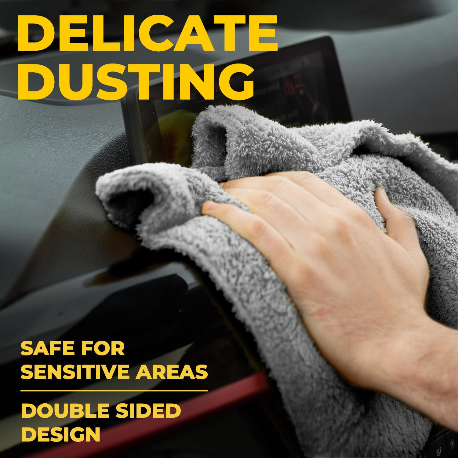 Mighty Cleaner dashboard and screen cleaning towel removes smudges safely