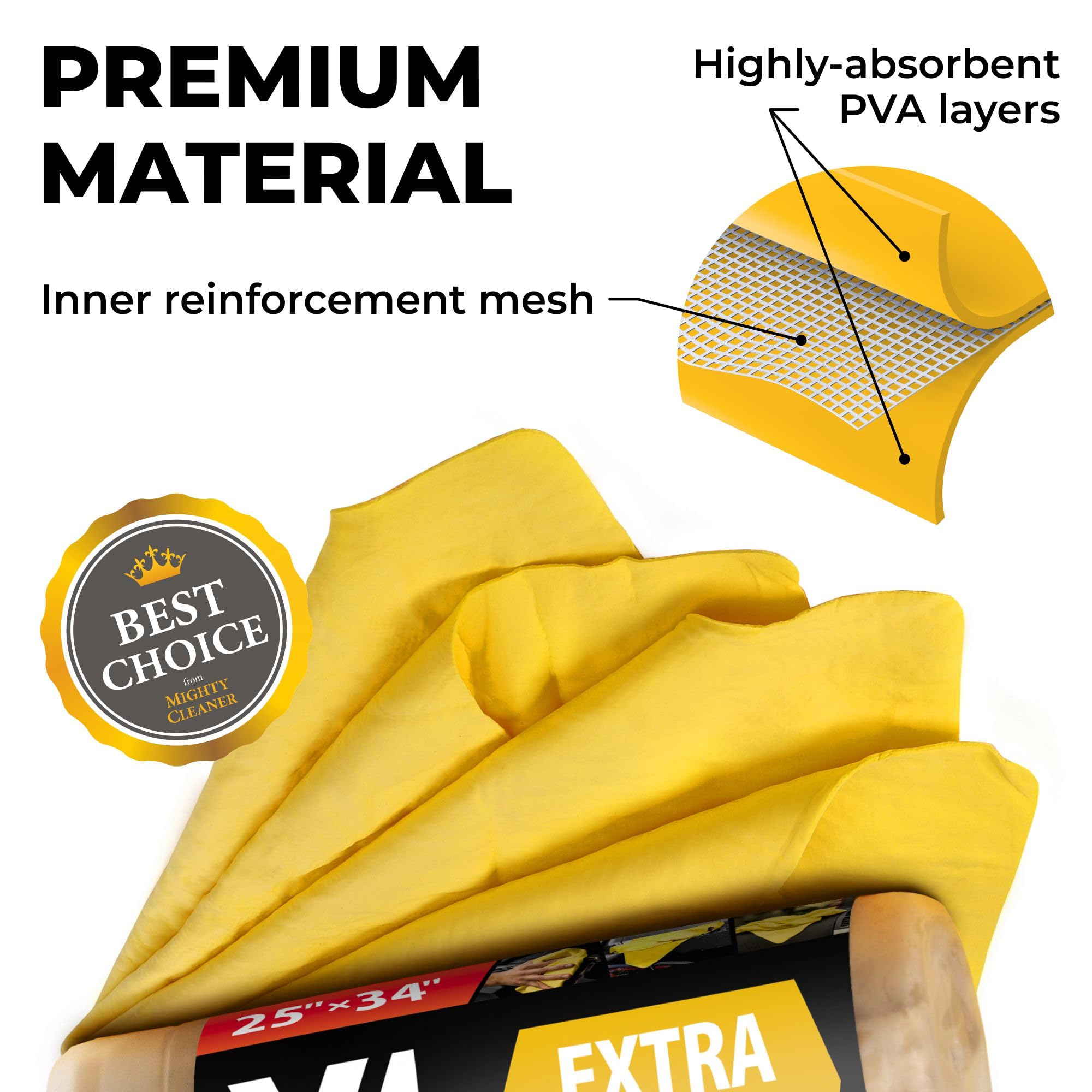 Mighty Cleaner Premium XL Shammy easy use 1: wring out and continue drying smoothly