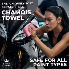 Mighty Cleaner shammy scratch-free glide over paint surfaces.