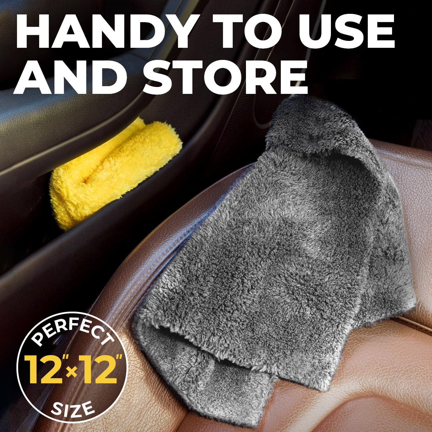 Mighty Cleaner six-pack microfiber towels for versatile car cleaning tasks.