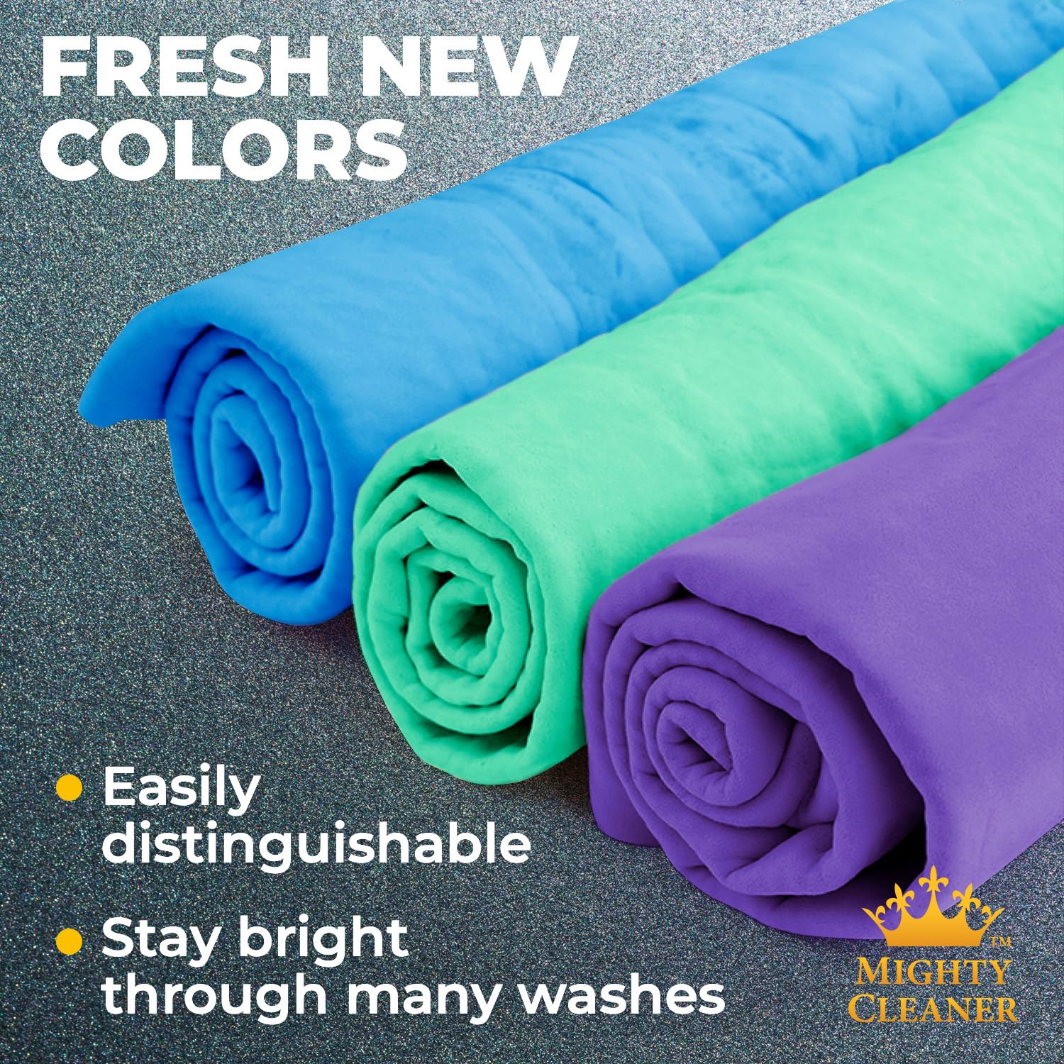 Mighty Cleaner great value kit includes two towels plus one extra.