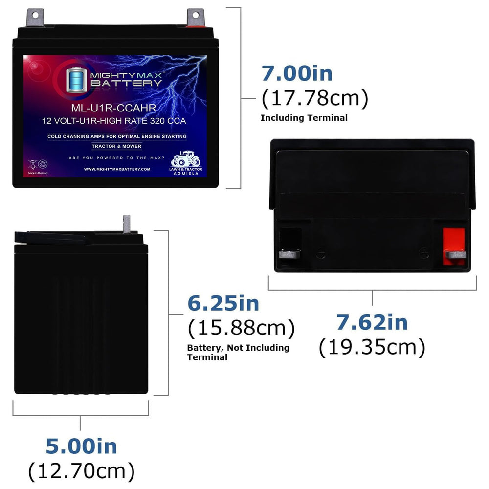 Mighty Max Battery ML-U1R-CCAHR top label shows polarity for quick, safe installation