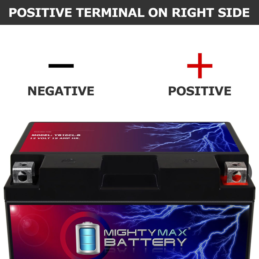 Mighty Max Battery YB16CL-B top view shows compact footprint for tight compartments.