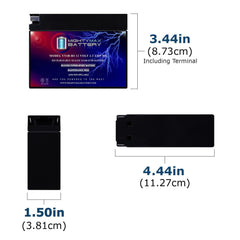 Mighty Max Battery YT4B-BS side view with clear labeling for easy mounting.