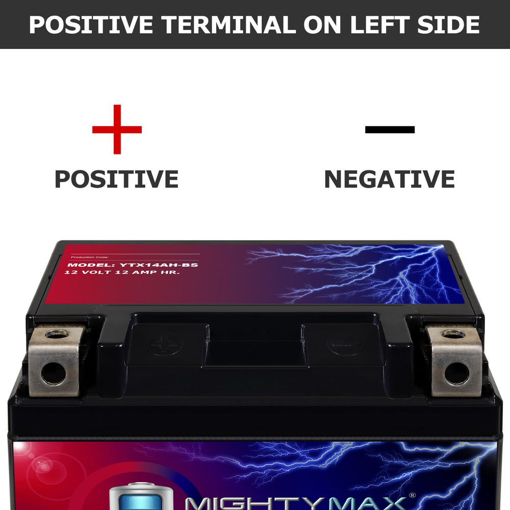 Mighty Max Battery YTX14AH terminal closeup confirms secure connections