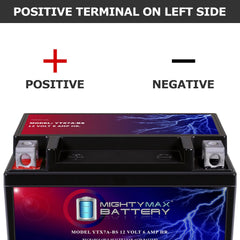 Mighty Max Battery YTX7A-BS label closeup reveals AGM seal and durable design.