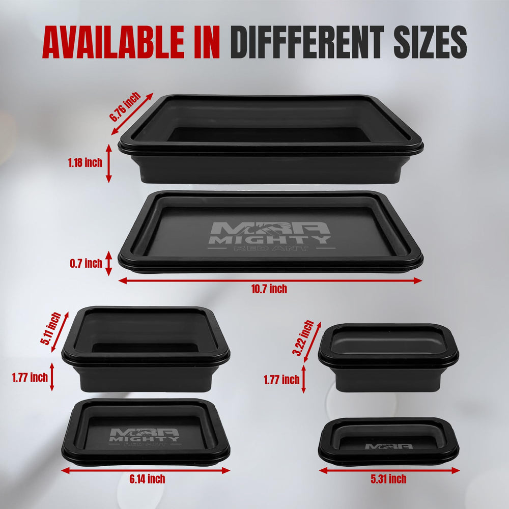 Mighty Red Ant collapsible tray folded flat for compact tool storage