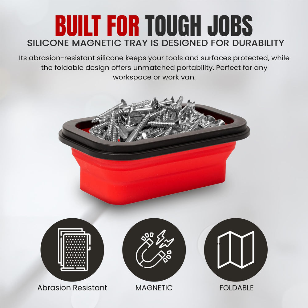 Mighty Red Ant magnetic base grips metal surfaces during busy repair tasks