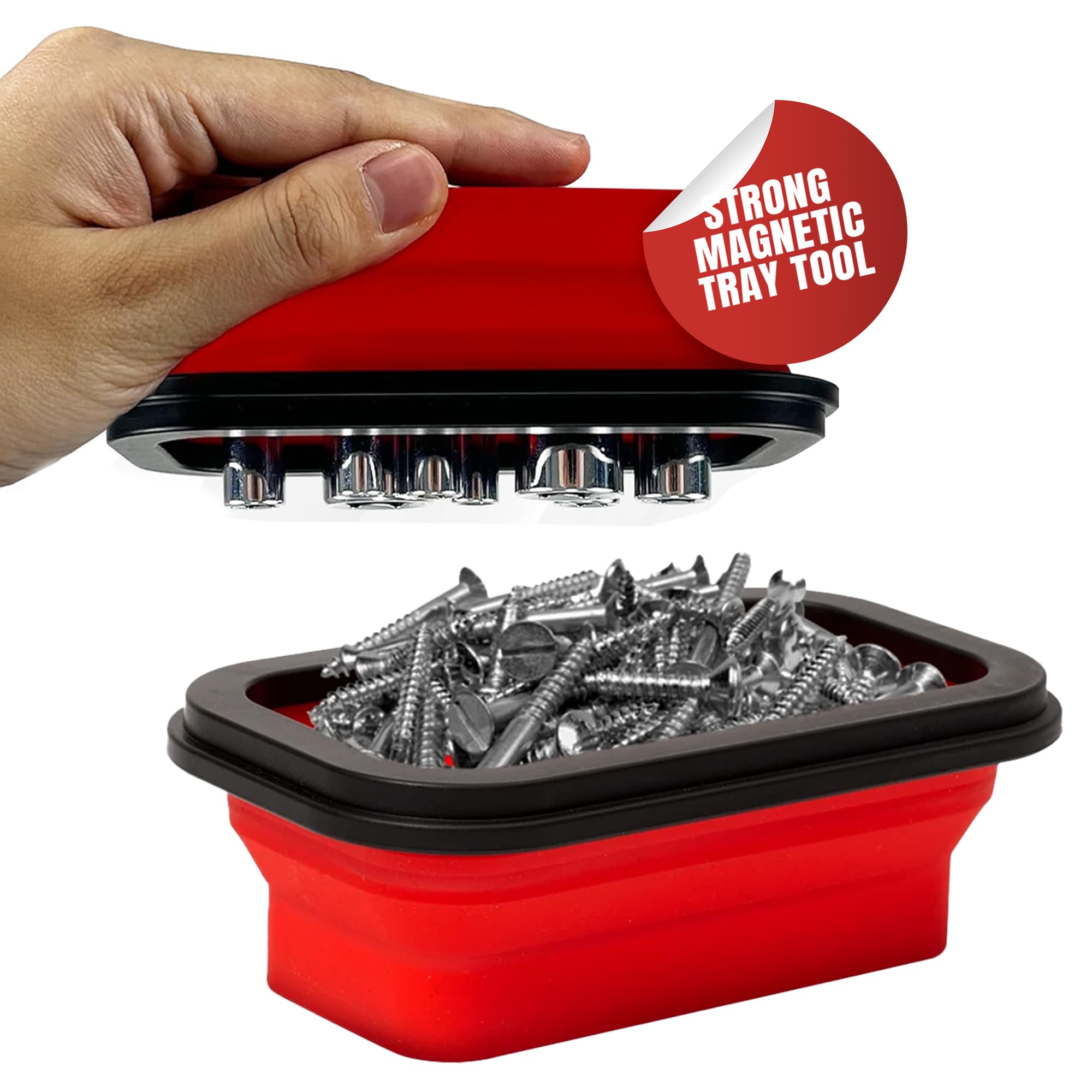 Mighty Red Ant medium magnetic tray aids mid-size parts on the workbench