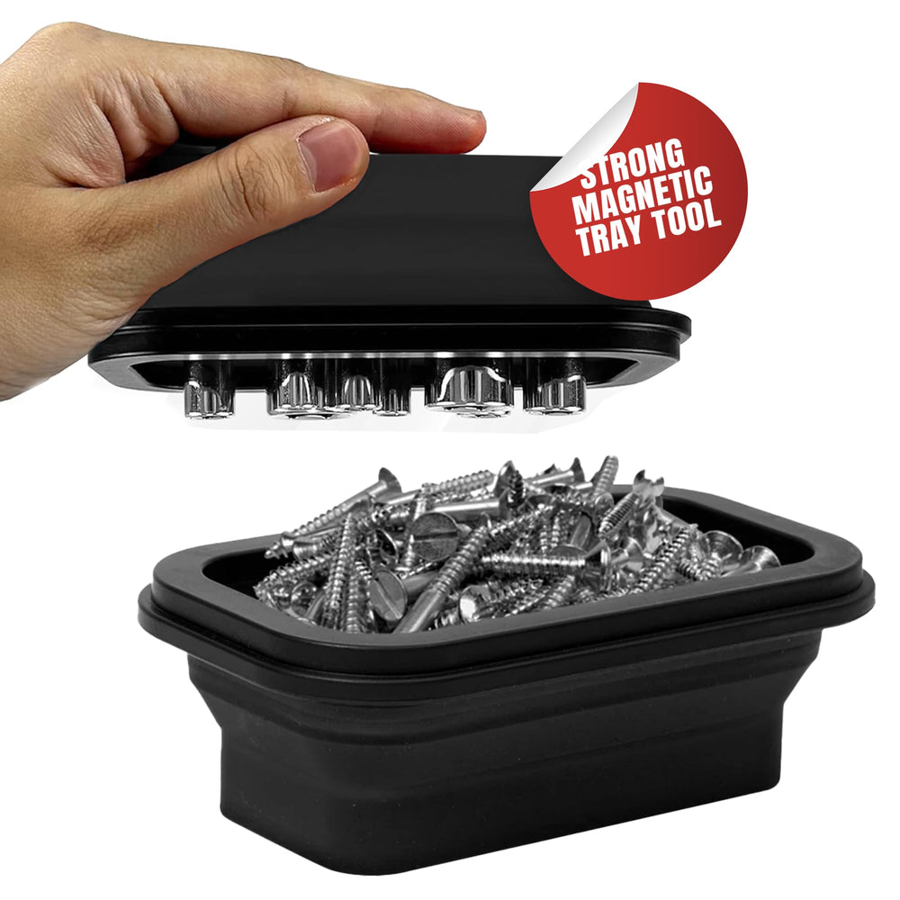 Mighty Red Ant magnetic tray medium used to sort bolts and nuts on the workbench