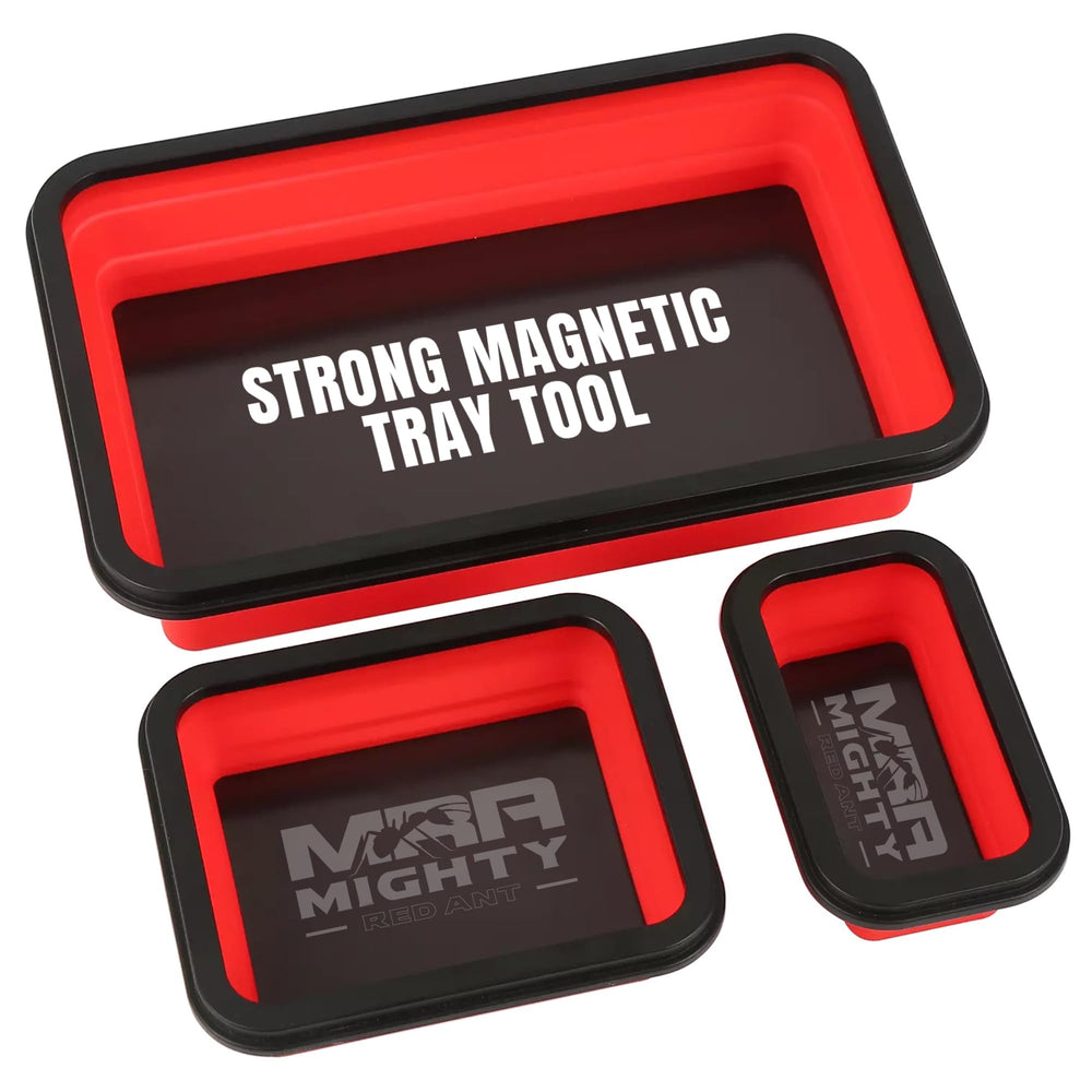 Mighty Red Ant small magnetic tray in use keeping tiny screws organized during assembly