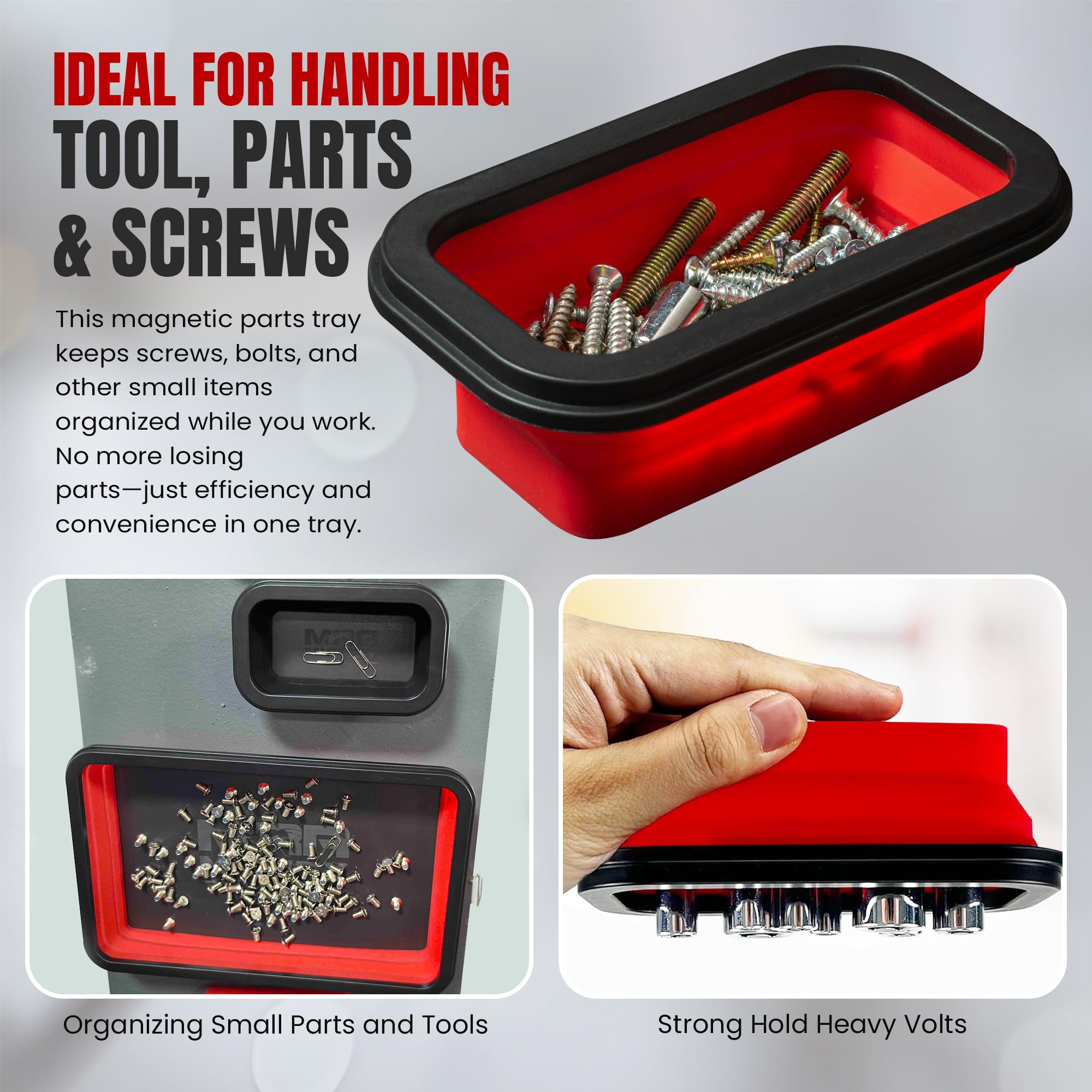Mighty Red Ant silicone tray close-up shows durable, grease-resistant surface and magnet