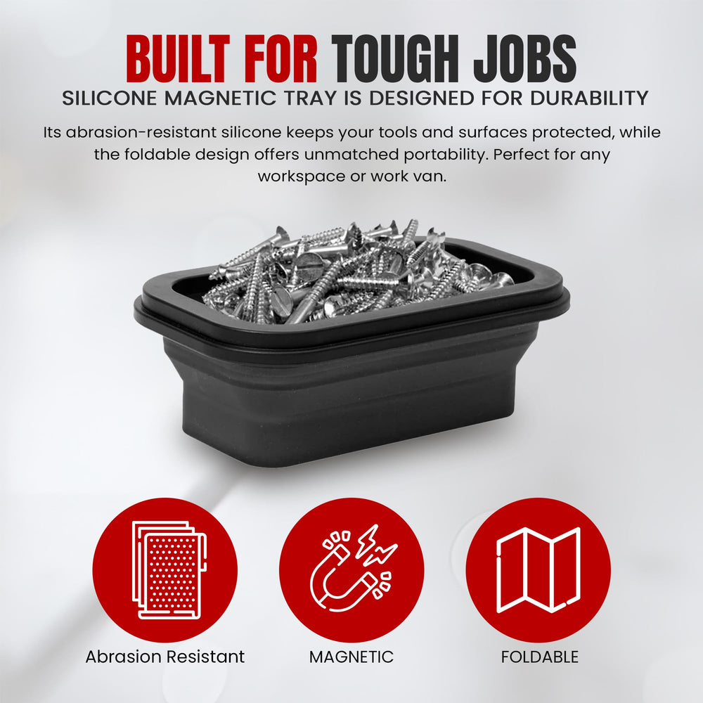 Mighty Red Ant magnetic tray on a toolbox ready for quick part access