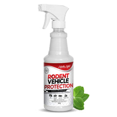Mighty Mint peppermint rodent spray bottle deterring pests around vehicles