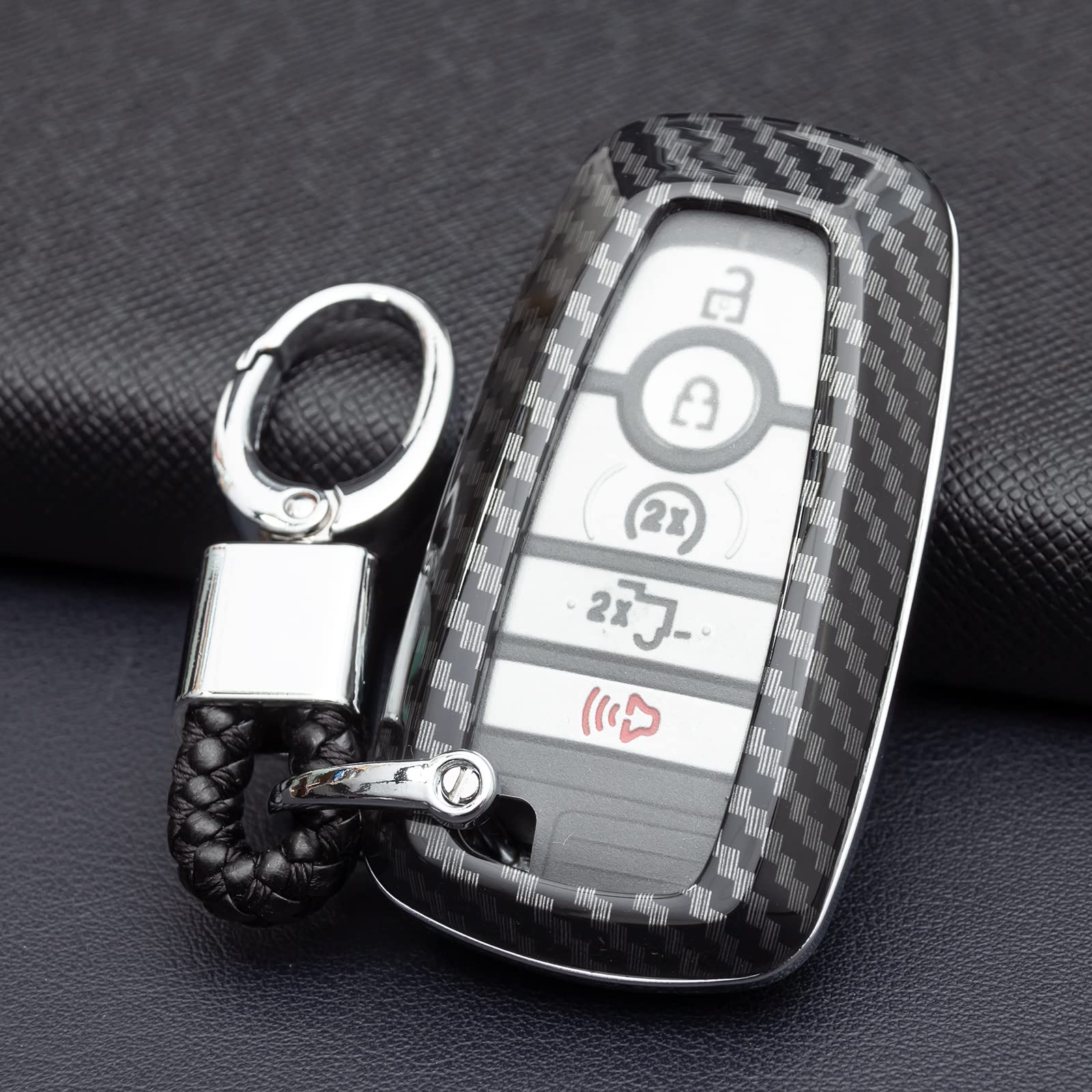 MIHUMIMO carbon fiber key fob cover for Edge with tough hard shell