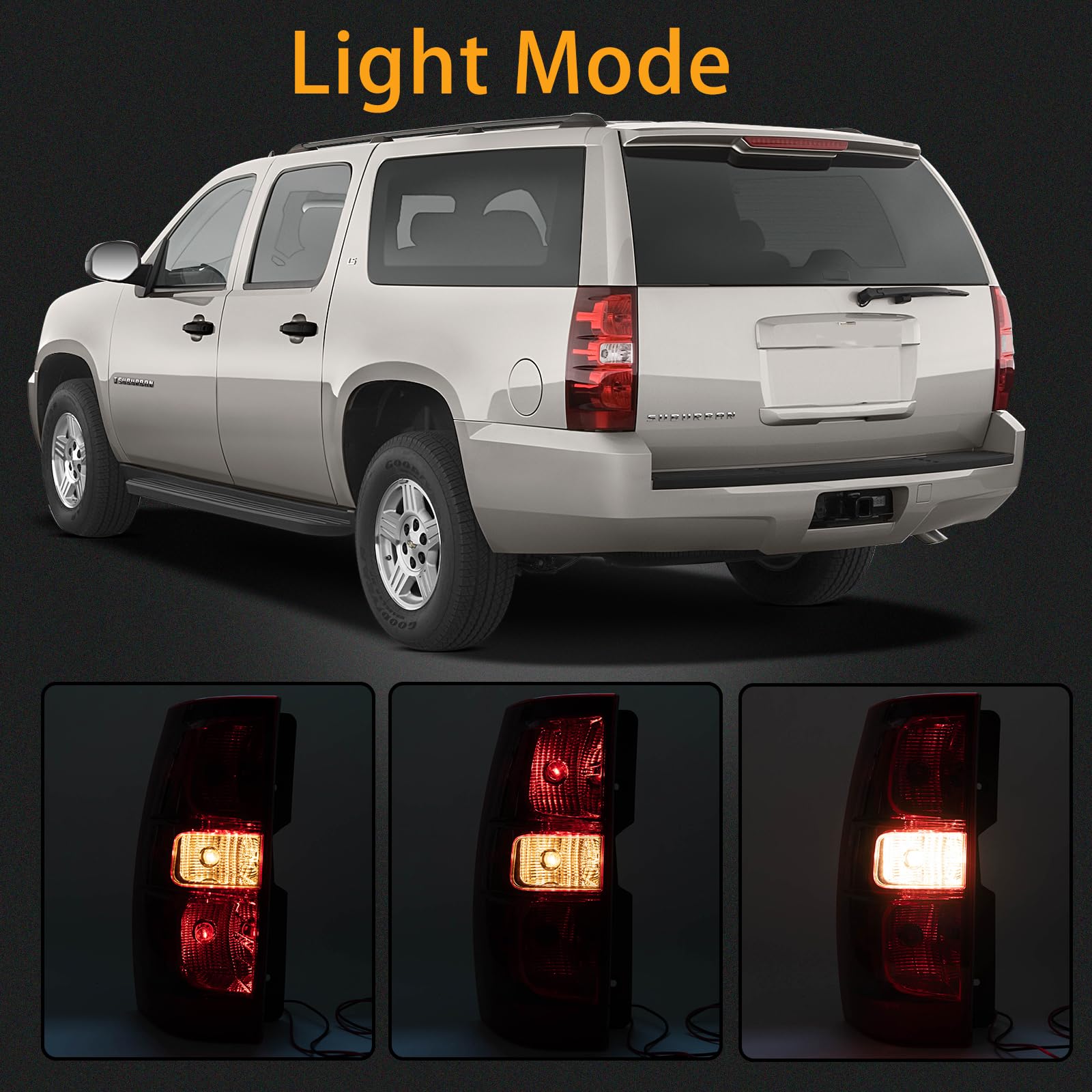 MiKaFex Chevy Tahoe/Suburban tail light with clear red lens for visibility