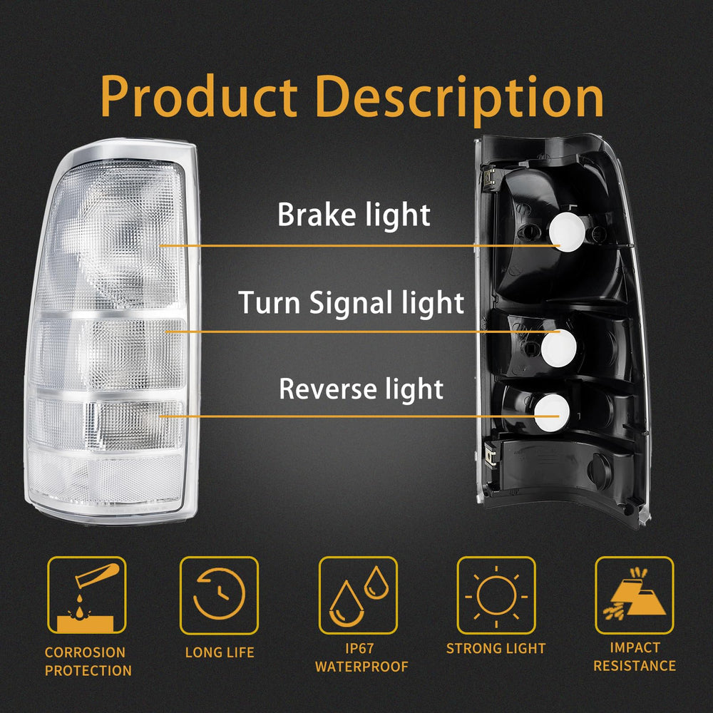 MiKaFex tail light assembly for Chevy Silverado passenger side ensures bright, reliable braking.