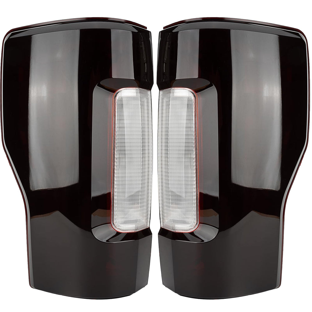 MiKaFex tail light assembly for Ford F-250/F-350, driver side, smoked lens for rear visibility.
