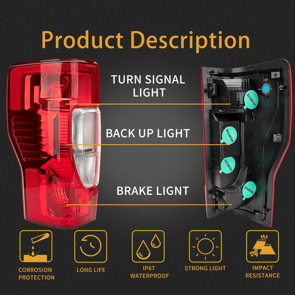 MiKaFex tail light assembly passenger side for 2020–2022 Ford F-Series, direct replacement
