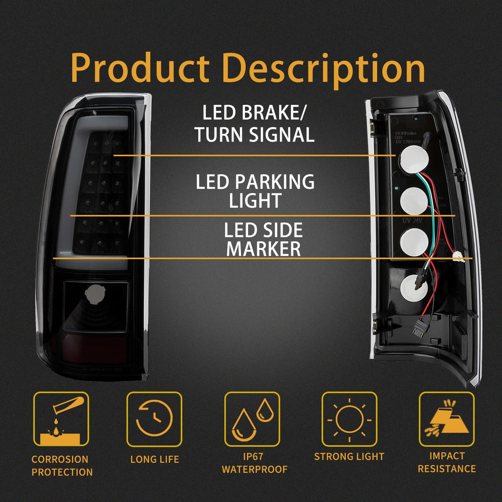 MiKaFex tail light assembly, passenger side, smoke black LED for improved signaling and safety.