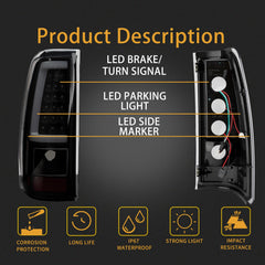 MiKaFex tail light assembly, passenger side, smoke black LED for improved signaling and safety.