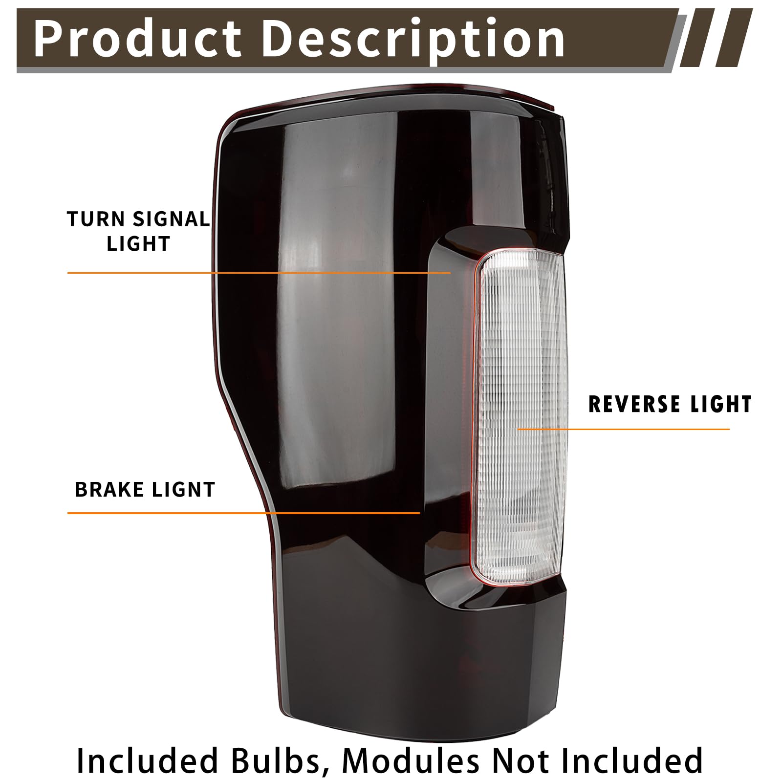 MiKaFex tail light assembly for Ford F-250/F-350, passenger side, smoked lens for rear visibility.