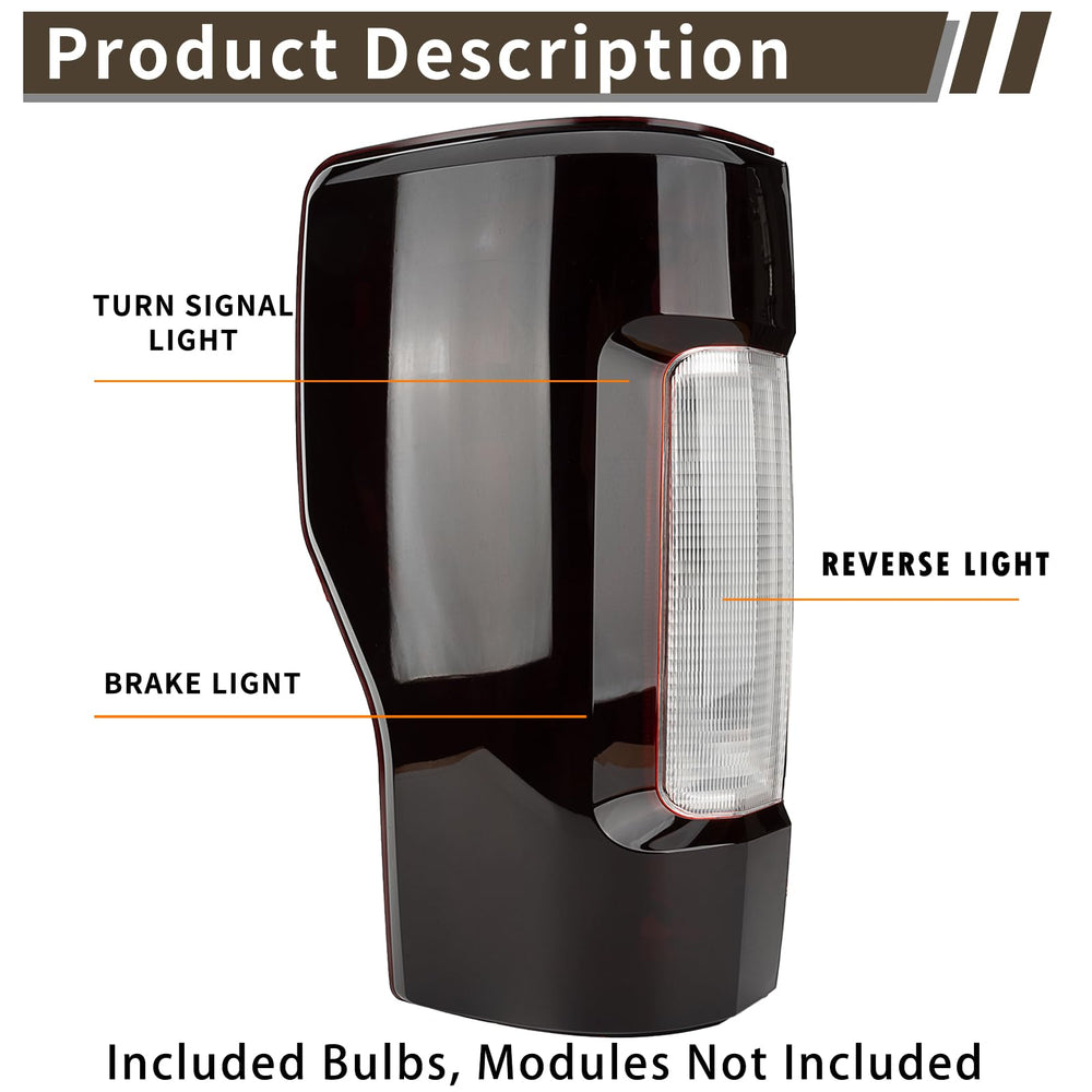 MiKaFex tail light assembly for Ford F-250/F-350, passenger side, smoked lens for rear visibility.