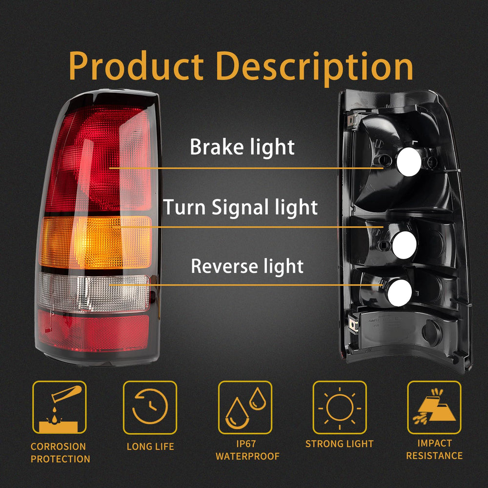 MiKaFex tail-light housing with red lens for GMC Sierra enhances rear signaling.