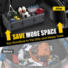MIKKUPPA trunk organizer with 3 compartments and removable dividers for customization
