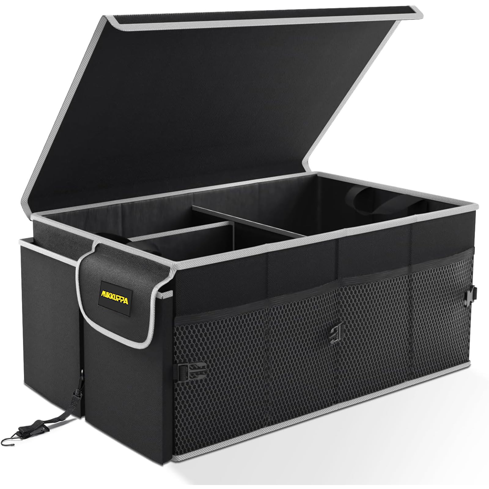 MIKKUPPA car trunk organizer lid keeps items secure during transport.