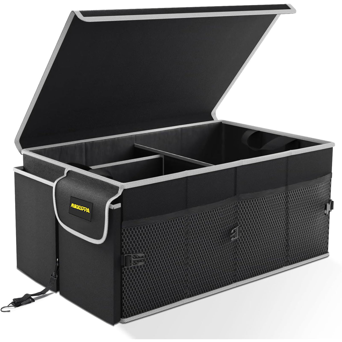 MIKKUPPA car trunk organizer lid keeps items secure during transport.