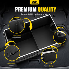 MIKKUPPA trunk organizer with non-slip bottom stays in place during drives.