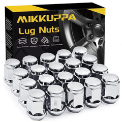 MIKKUPPA front-facing lug nuts showing chrome finish and clean fit benefits