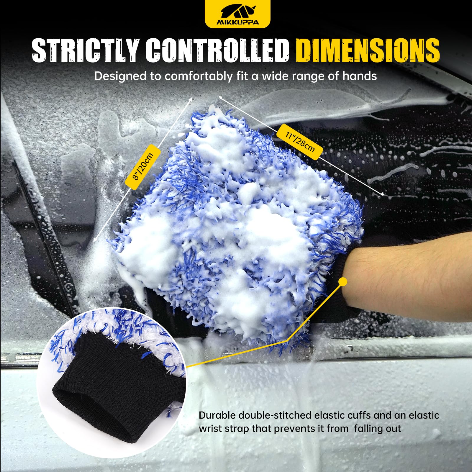 Mikkuppa mitten closeup shows ultra-fine microfiber weave for gentle paint care.