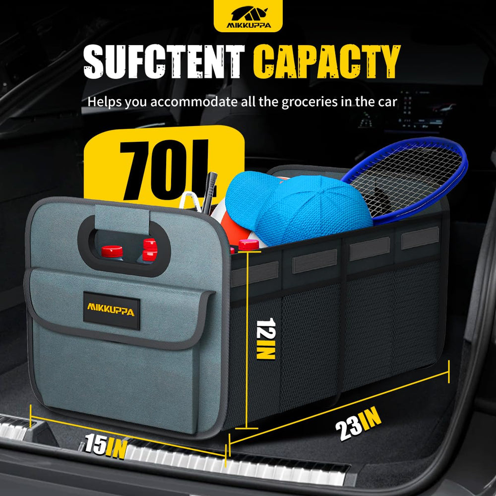 MIKKUPPA SUV trunk organizer with non-slip bottom keeps items in place.